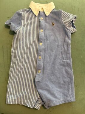 Ralph Lauren Baby Boy Blue Shortall Romper 12 months